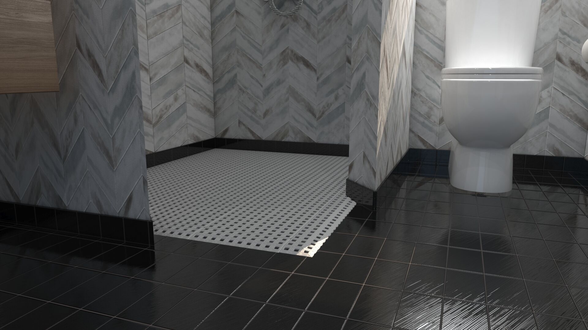 Shower KIT 3 Hjørnerampe til bruseniche