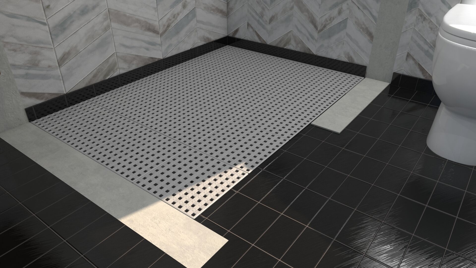 Shower KIT 1 til faldt bruseniche Belægning af fliser til bruseniche